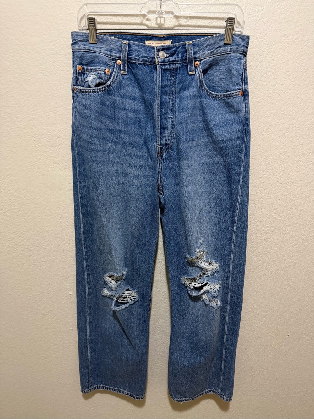 Levi’s Ribcage Straight Ankle Jeans Size 29 Distressed High Rise